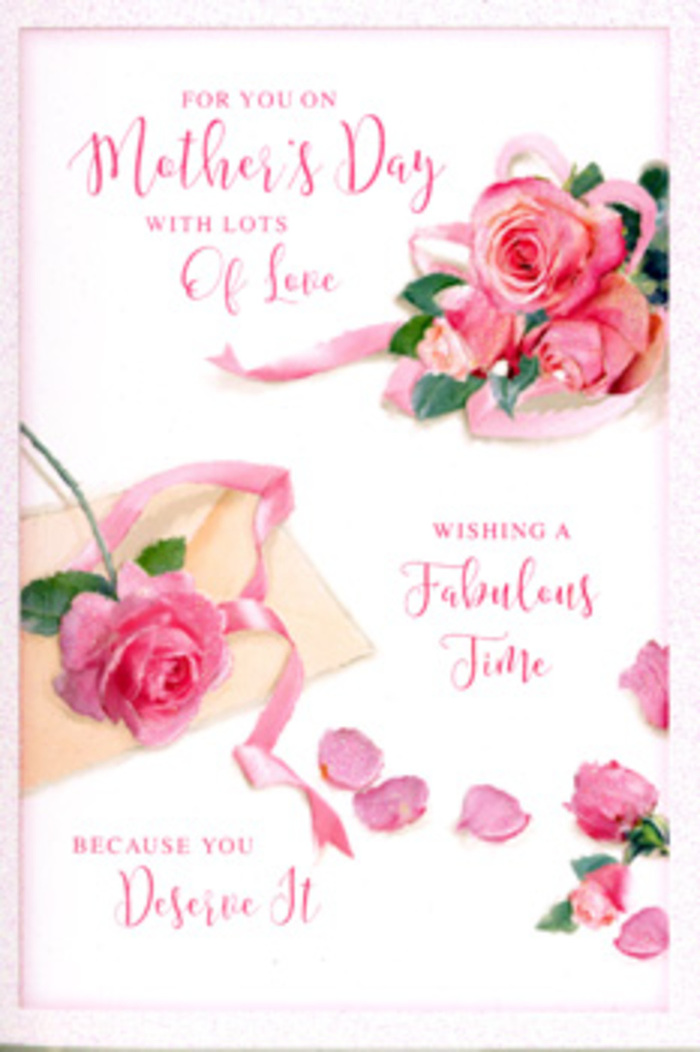 The Mother's Day card depicted here captures the serenity of a flower-strewn table, its design built around a small, lush gathering of pink roses resting on a pure white ground. The roses are rendered in graduated tones, from barely-there blush through to deeper rose at the outer petals, each bloom slightly different in size and openness, reminiscent of stems selected individually at a local Golders Green flower stall. The petals appear gently curled at the edges, as though the flowers have just reached their perfect moment, with subtle highlights that suggest a soft sheen, like fresh petals touched by early light on Hampstead Way. Around the central bouquet, an assortment of loose petals is scattered with deliberate randomness, adding a sense of movement and intimacy, as if a child had plucked a few petals in a playful gesture of love. A slender satin-style ribbon in a soft pastel shade weaves through the roses and trails across the card, its curves echoing the rounded forms of the blooms, much like the finishing ribbon a florist might add to a hand-tied Mother's Day arrangement leaving Flowers Golders Green for same-day delivery. The greeting itself is written in fluid, expressive script across the upper area of the card, the letters looping gracefully and conveying warm, appreciative sentiments. Gentle, balanced lighting illuminates the scene without stark contrasts, allowing the pinks to glow subtly against the bright background. Altogether, the image evokes a sense of quiet gratitude and refined simplicity, a paper bouquet that reflects the affectionate, unhurried atmosphere of a Mother's Day morning in Golders Green.