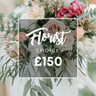 A lavish, hand-tied bouquet sits at the centre of the image, a portrait of soft romance and garden-wild charm. Large garden roses open fully in a gentle spectrum - creamy beige and soft dusty peach at the edges, sliding into deeper mauve and jewel-toned fuchsia and burgundy toward the center - their velvet petals catching a soft, diffused light that suggests morning or late-afternoon sun. Interspersed among them are ruffled peach ranunculus and tightly petalled blooms that add delicate, paper-soft texture; scattered white, spidery chrysanthemums and tiny clusters of gypsophila-like filler bring bright pinpoints of contrast. Thin, brown-red branching sprigs give an autumnal, twiggy counterpoint while abundant silvery-green eucalyptus and mixed foliage spill outward, lending a cool, aromatic hush and an organic, lived-in silhouette. The composition feels hand-gathered from a cottage garden yet refined for an elegant celebration - ideal for a wedding bouquet, anniversary gift, or a thoughtful luxury delivery. Over the floral tableau a crisp white rectangular frame floats centrally: the flowing script word Florist sits above the smaller uppercase CHOICE, and just below bold white numerals read £150, clearly marking this as a curated florist's selection. The background is softly blurred - a wash of pale fabric or a bridal gown hinted at in the light - keeping attention on colour, scent, and structure. Imagined by an experienced florist who knows the rhythm of petals and foliage, this bouquet suggests softness to the touch, a gentle rose perfume, and the bespoke care of a local London maker ready to deliver across Golders Green and nearby NW11 neighbourhoods.